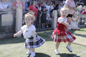 Havlie and Poppi dance to the beat of the Girl on the Drum.