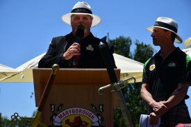Maryborough Highland Society president Andrew Rae and sports secretary Nick Weaver at the official opening.