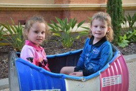 Audrey and Dusty about to enjoy a ride on the Lions’ train.