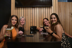 Molly Teggerth, Jess Jones, Garrity Townsing and Desiree Thomas enjoying NYE cocktails at the Bull & Mouth Wine Bar.