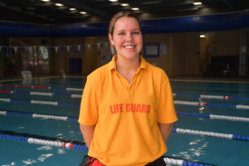 Lifeguard Celeste Lean spent the day watching over the indoor pool at the Maryborough Sports and Leisure Centre.