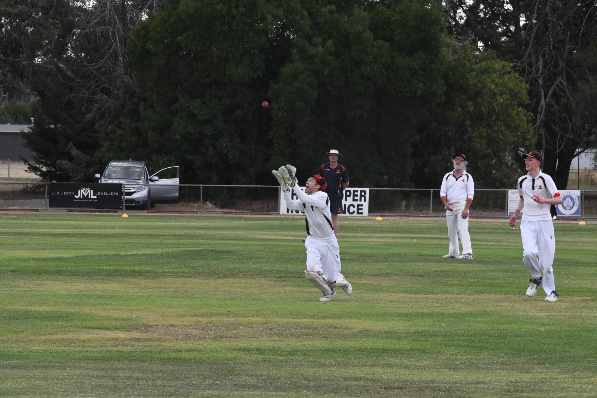 William Coutts laid it all on the line to make this catch to dismiss Thomas Grant as Carisbrook and Beaufort are in the middle of an enthralling contest at Carisbrook Recreation Reserve.