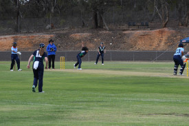 Shenali Fernando bowling for Victoria Country.