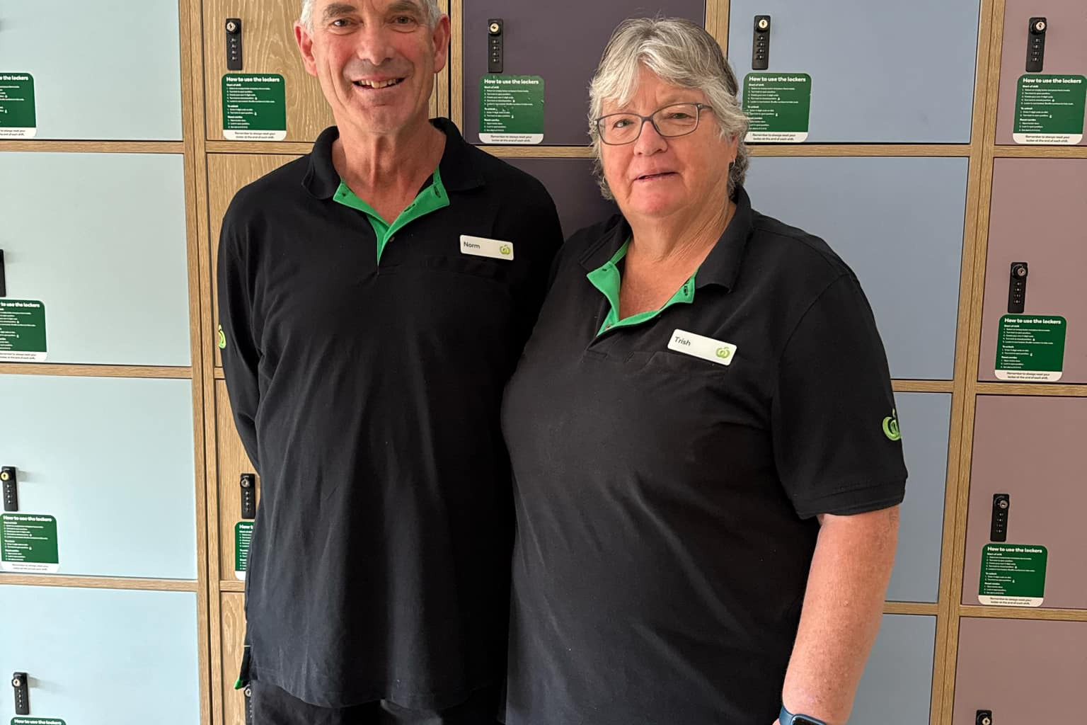 Siblings Norm Brooks and Trish Robertson have marked 45 years at Woolworths Maryborough.