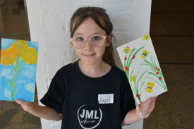 Hazel was very busy with many of her paintings.