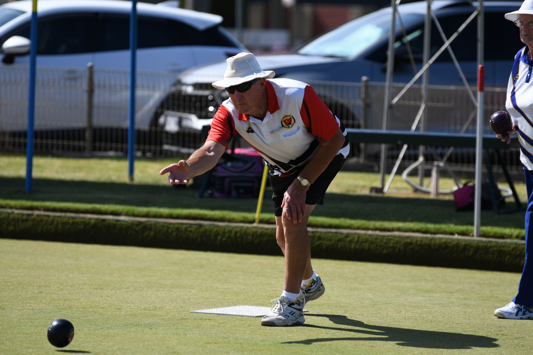 Roy Pickering bowling for Carisbrook in his loss to Elizabeth Bucknall.