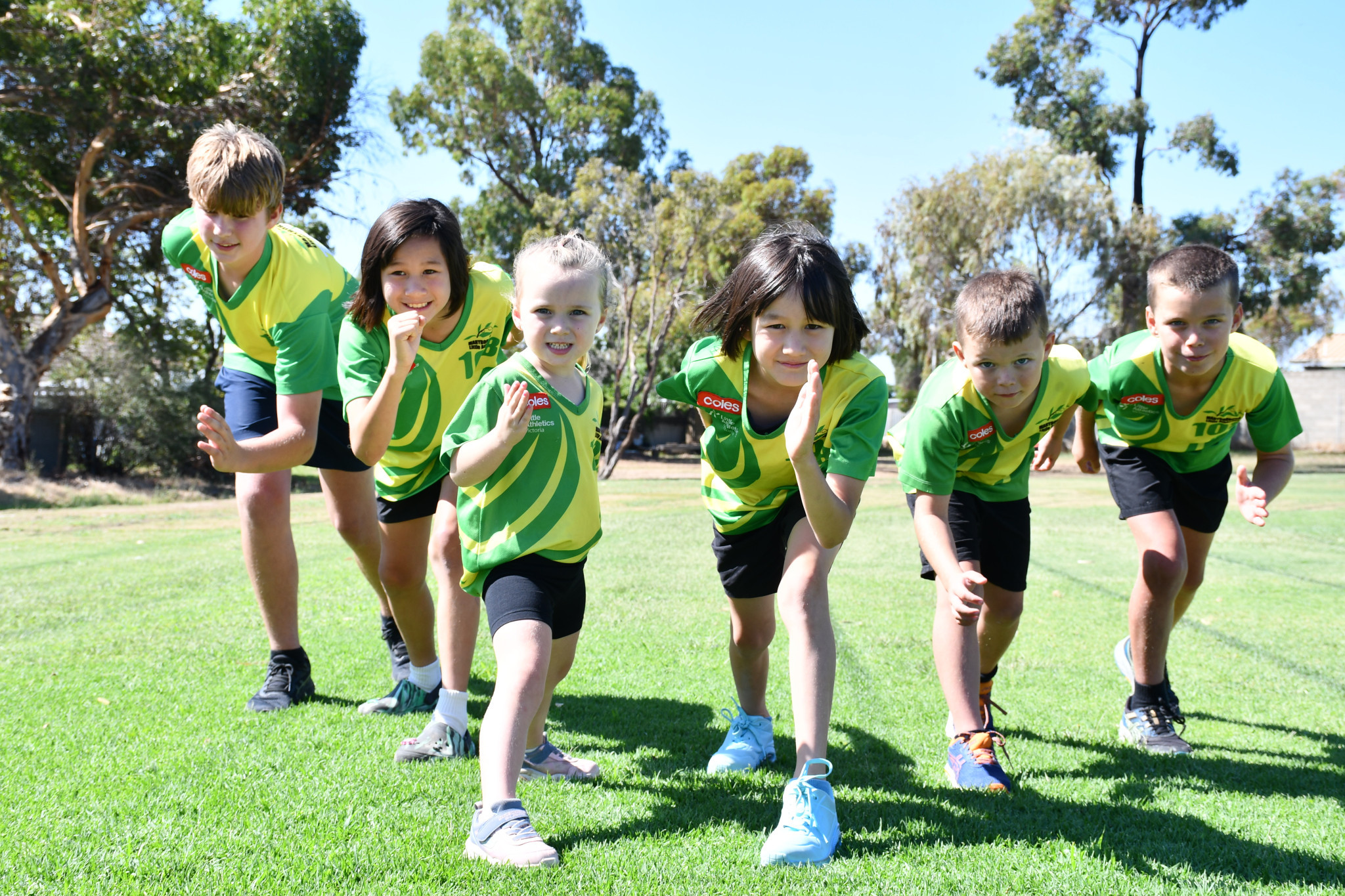 Maryborough Little Athletics Club athletes Mason, Xavier, Savanah, Max, Oakley and Bentley are ready to sprint into action for Sunday’s Open Day.