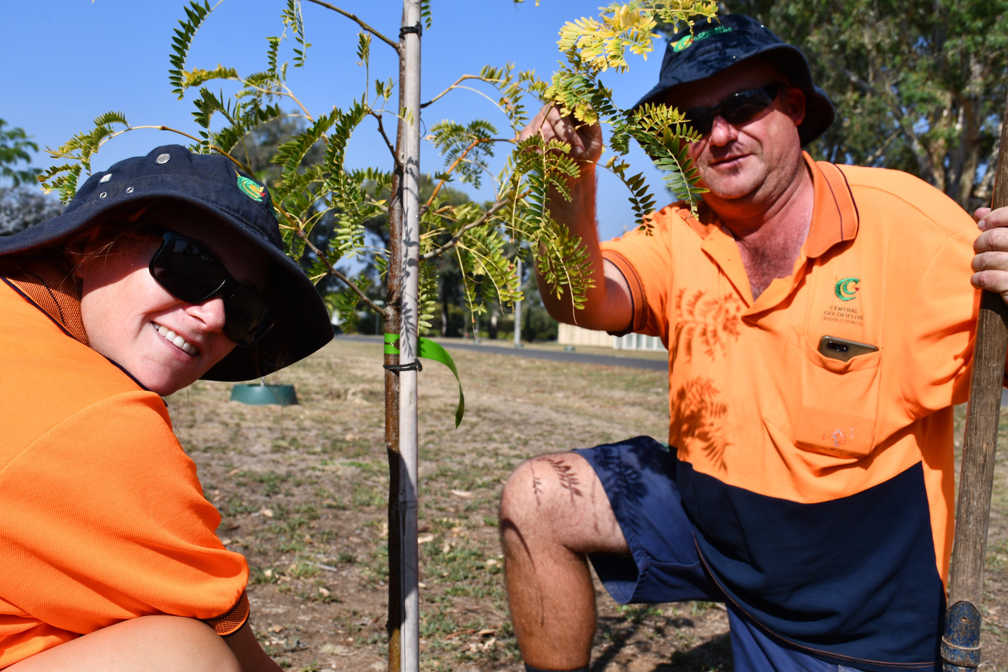 Sam Newberry and Ross Andrews from the Open Spaces team are bringing a future of shade for the Central Goldfields Shire.