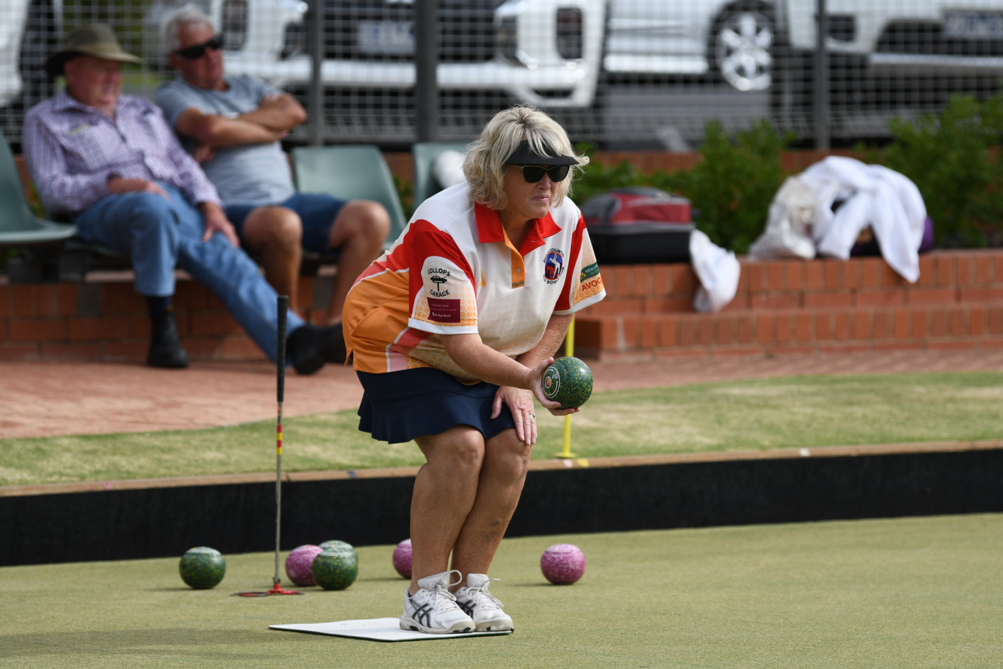 Allyson Hearnden bowling in her quarter-final tie against Annette Gillham.