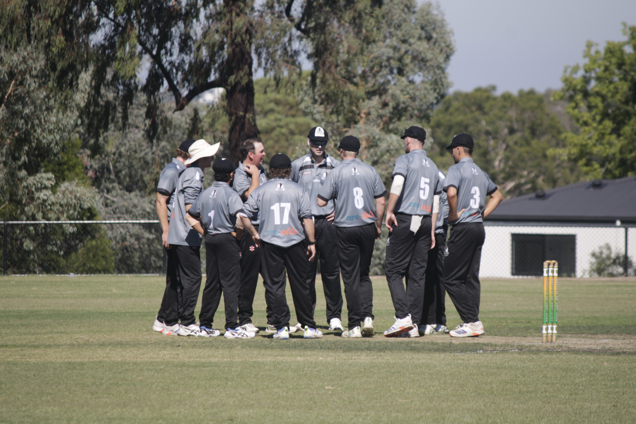 The MDCA celebrates a wicket against Mornington Peninsula. Photo: Michael Thompson.