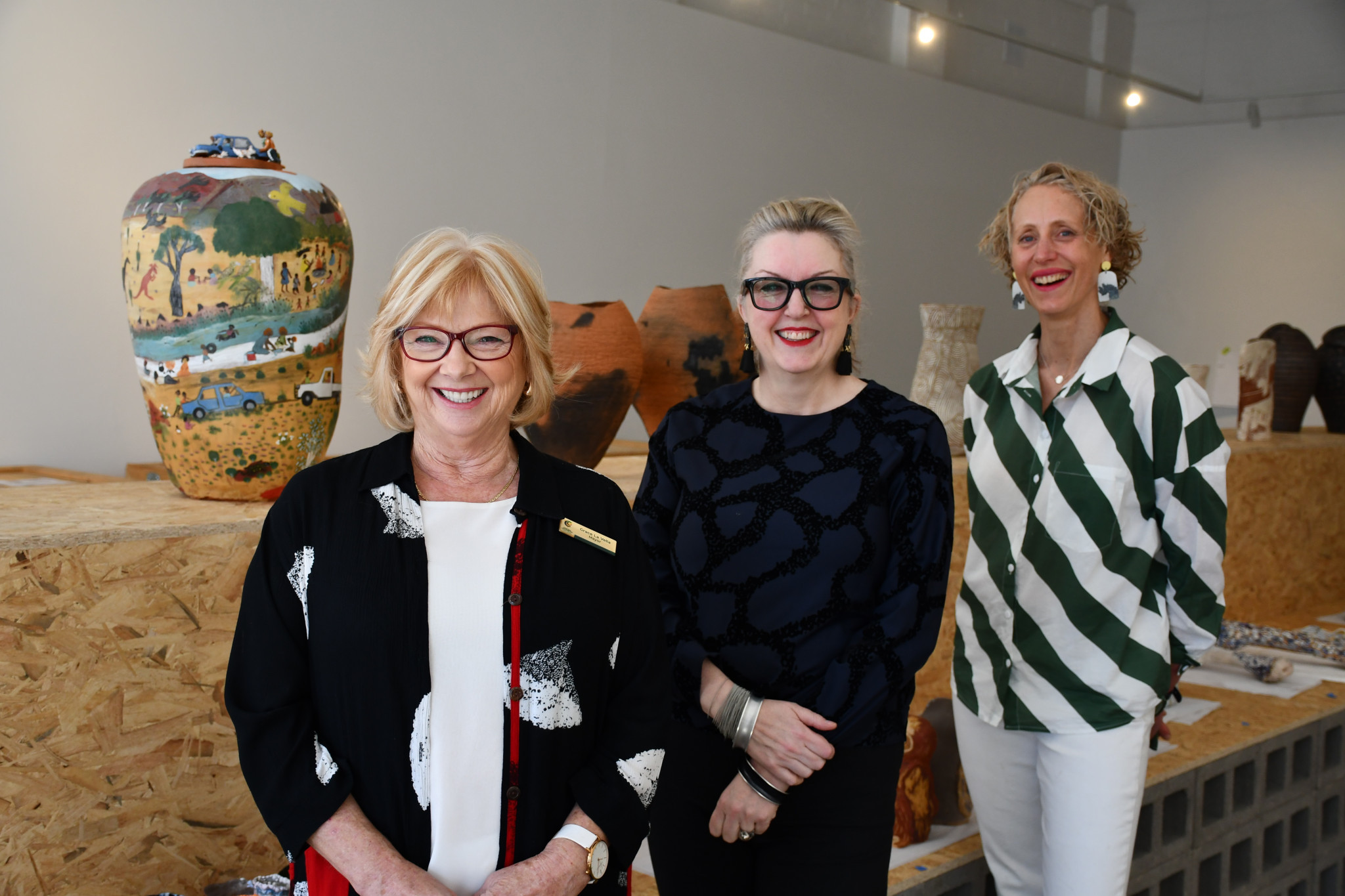 In its only Victorian stop, the Clay on Country exhibition brings central Australian ceramics to the Central Goldfields Shire. Mayor Grace La Vella, Art Gallery of Ballarat director Louise Tegart, and Central Goldfields Art Gallery coordinator Helen Kaptein invite everyone to the unveiling this Saturday.