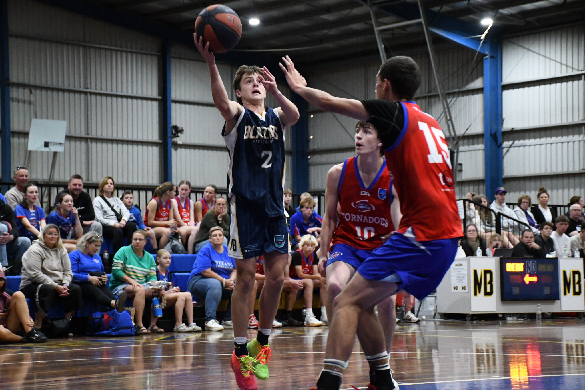 Harvey Rumpff attacks the basket against the Terang Tornadoes.