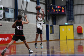 Billy Rumpff takes aim on a jump shot.