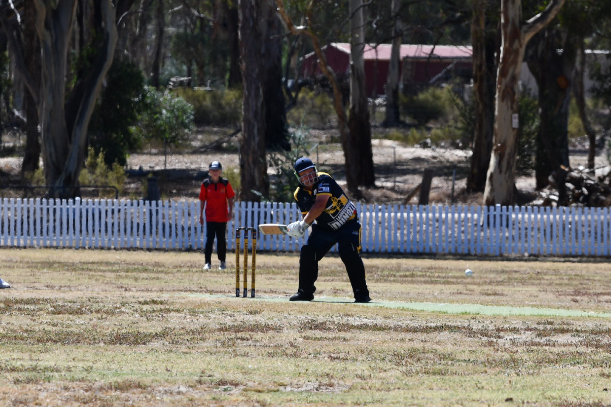 Jayden McDonald looking to score runs in Laanecoorie Dunolly’s loss to Carisbrook.