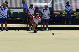 Richard Holmes bowling in Carisbrook’s grand final victory over Maryborough Golf.