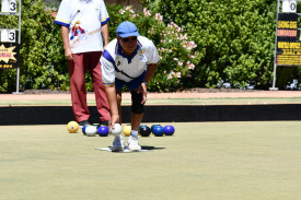 Des Yin Foo bowling for Maryborough Golf Blue in their thrilling grand final victory against Dunolly Blue.