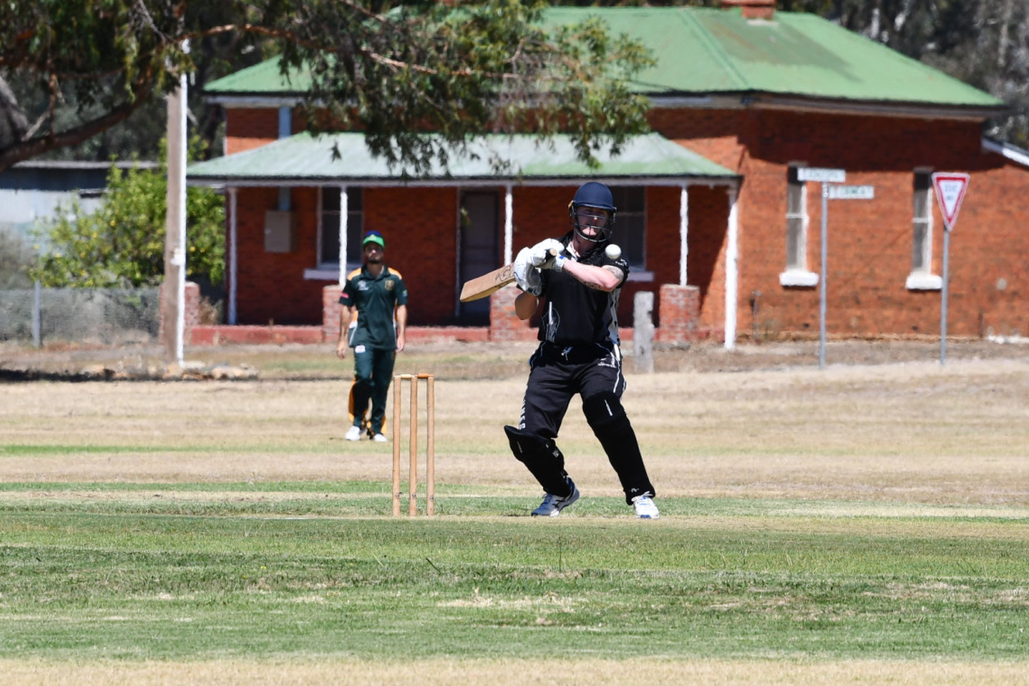Dylan Davies navigates a bouncer for Clunes.