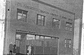 A concept plan from 1956 shows how the bank branch appeared almost 70 years ago.