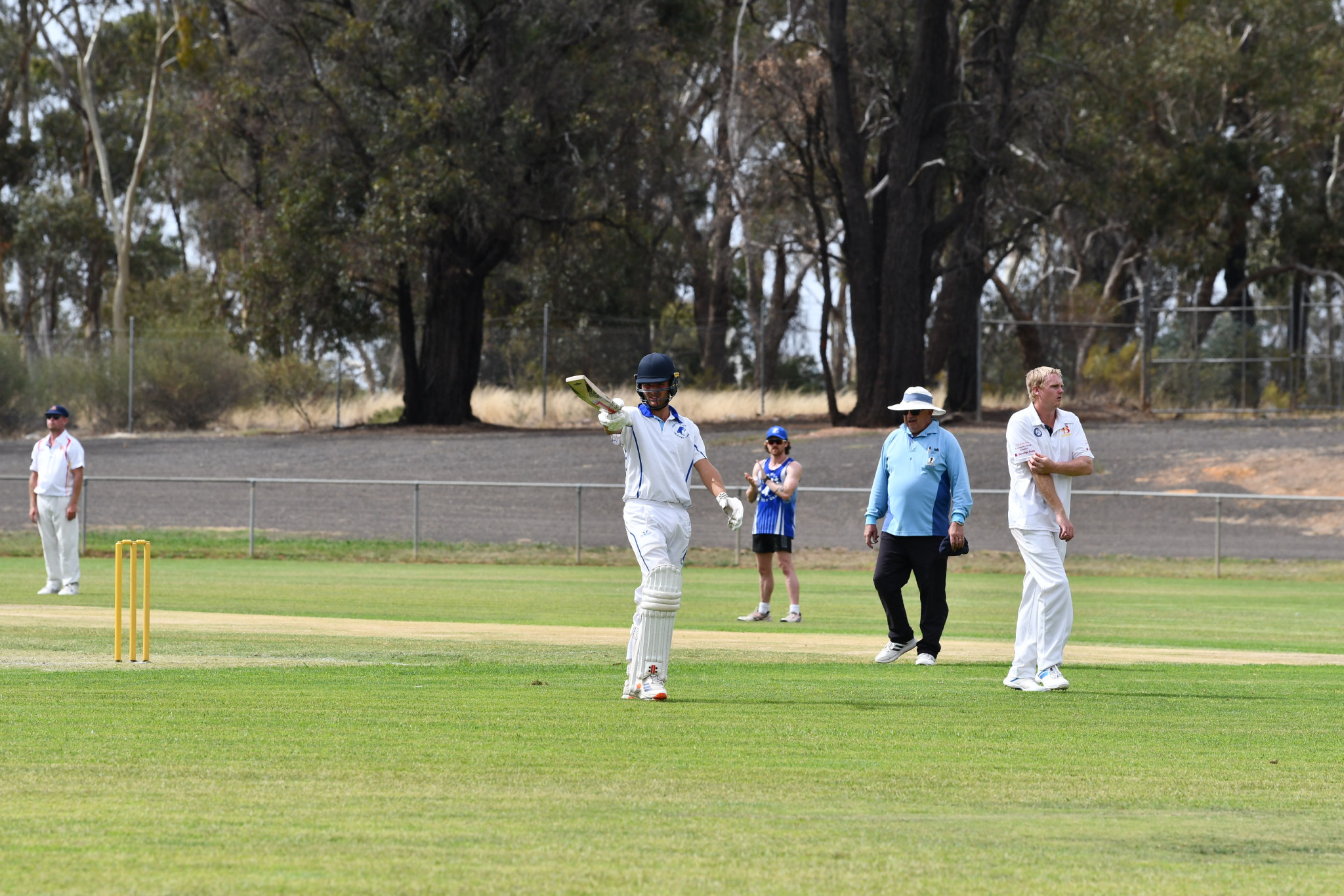 Max Jackson celebrates his 50 for Colts Phelans.