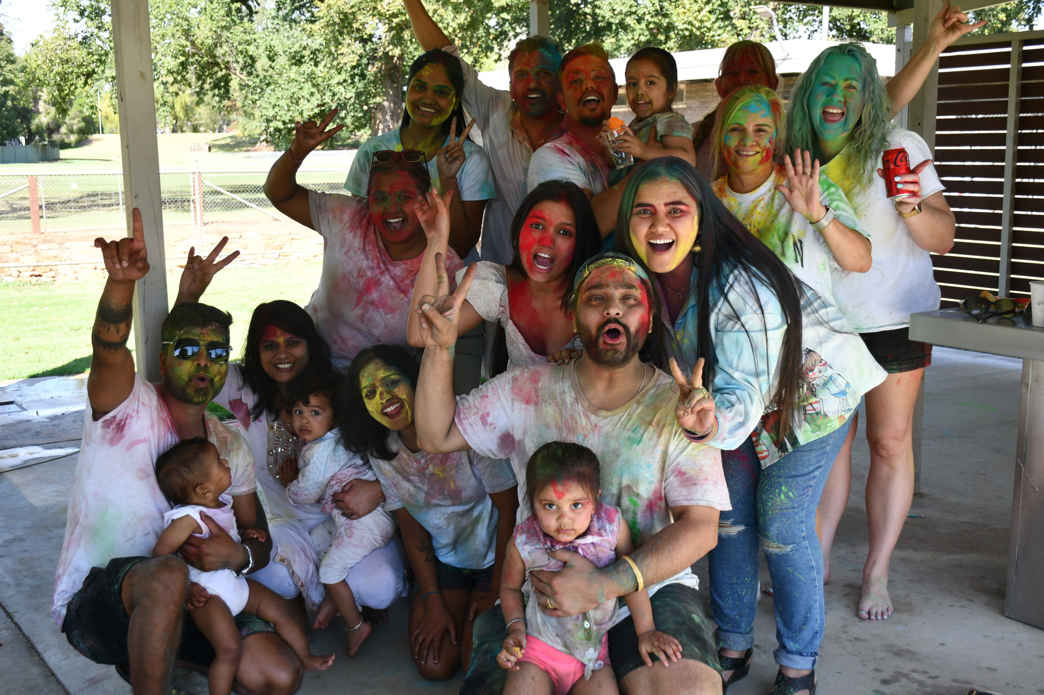 Almost 60 people took part in the impromptu Holi festival and enjoyed singing and dancing.
