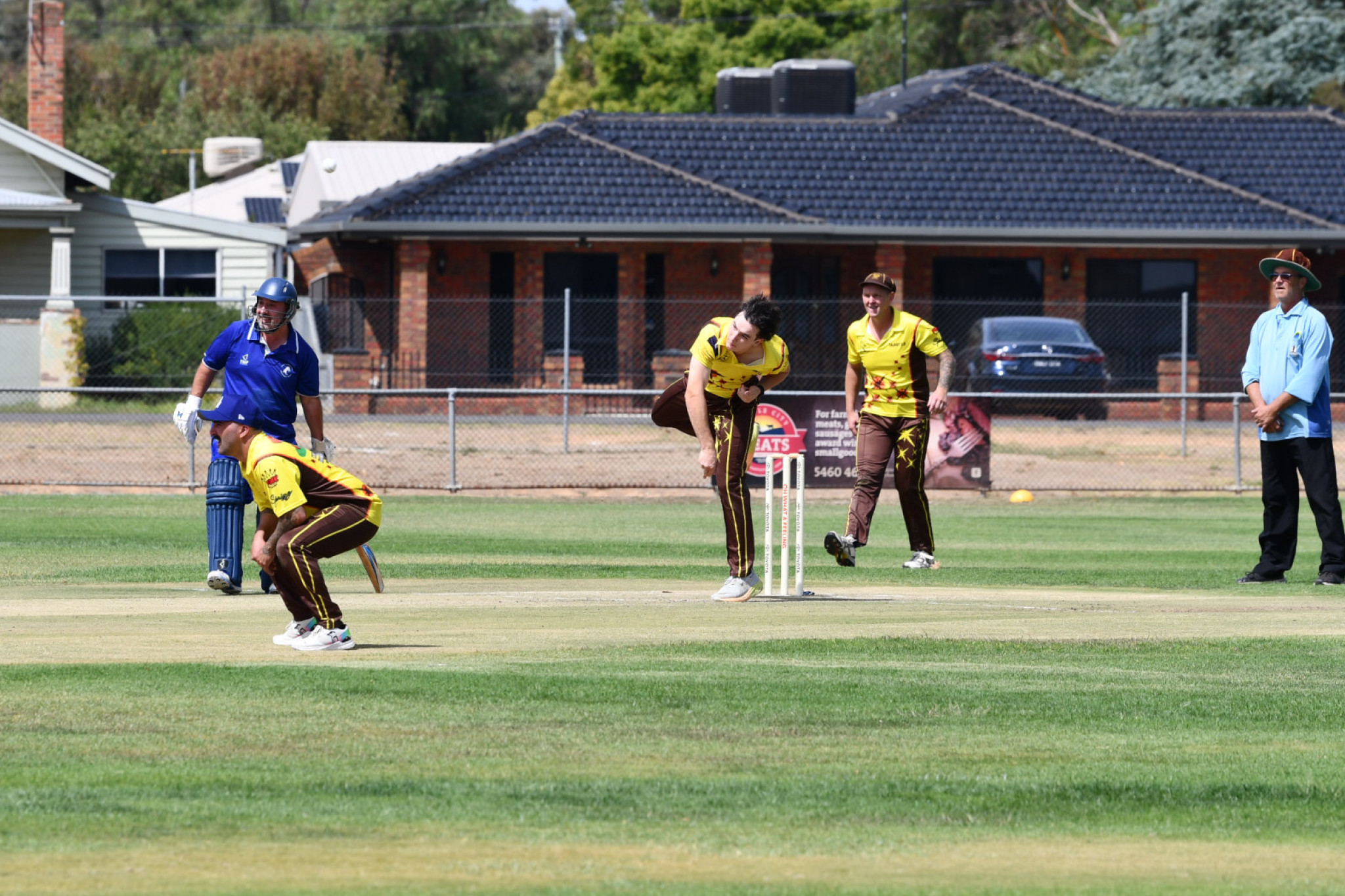 Kaian Constable bowling for Talbot in their semi-final loss to Colts Phelans.