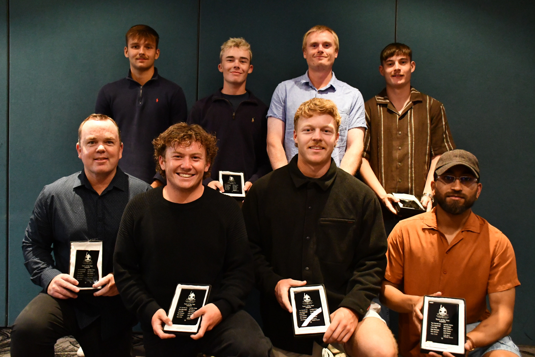 Dean Nalder, Max Jackson, Tom Alexander, Charlie Scorer, Liam Hurse, Lachlan Oddie, Alex Cook and Kamaljot Romana were named to the MDCA team of the year on Monday night. Not pictured is Kriss Ellis, Zach Graham, Joel Pymer and Tom Hannett, who also won the Ken Gibbs Medal.