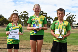 Under 11 star award runner-up Esther Campanelli with winners Tahlee Featherston and Bentley Meyer.