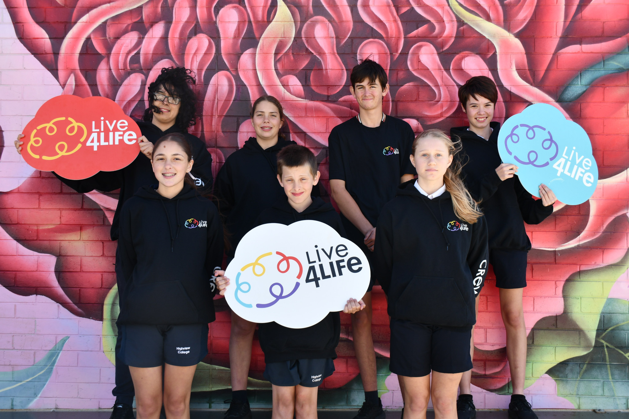 Highview’s 2025 Live4Life crew Kadyn, Georgina, Connor, Matilda, Felicity, Ryan and Ella will have many other mental health awareness projects throughout the year.
