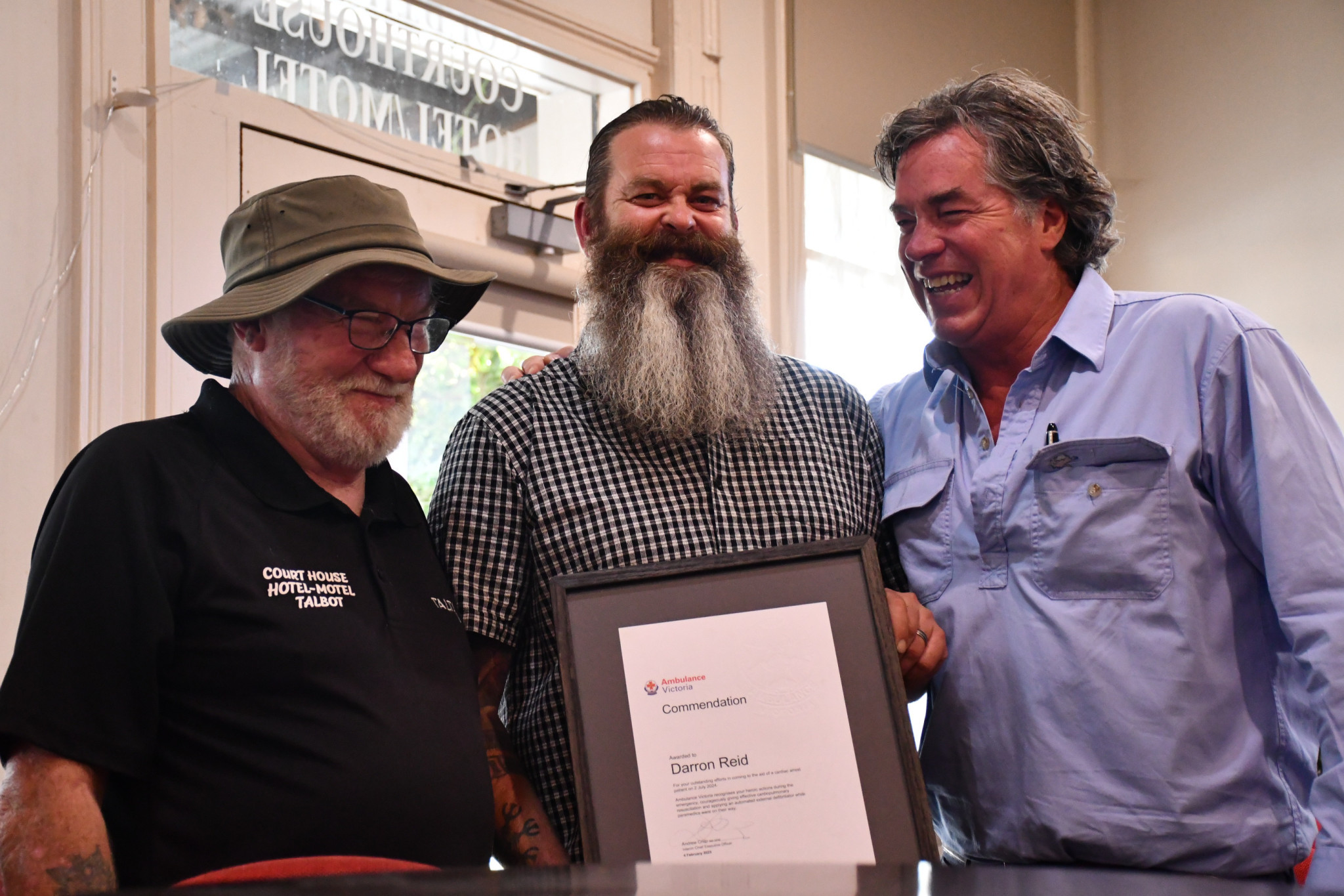 Barry Ross was keen to see Darron Reid commended for his lifesaving actions, with councillor Ben Green presenting the award on Tuesday.