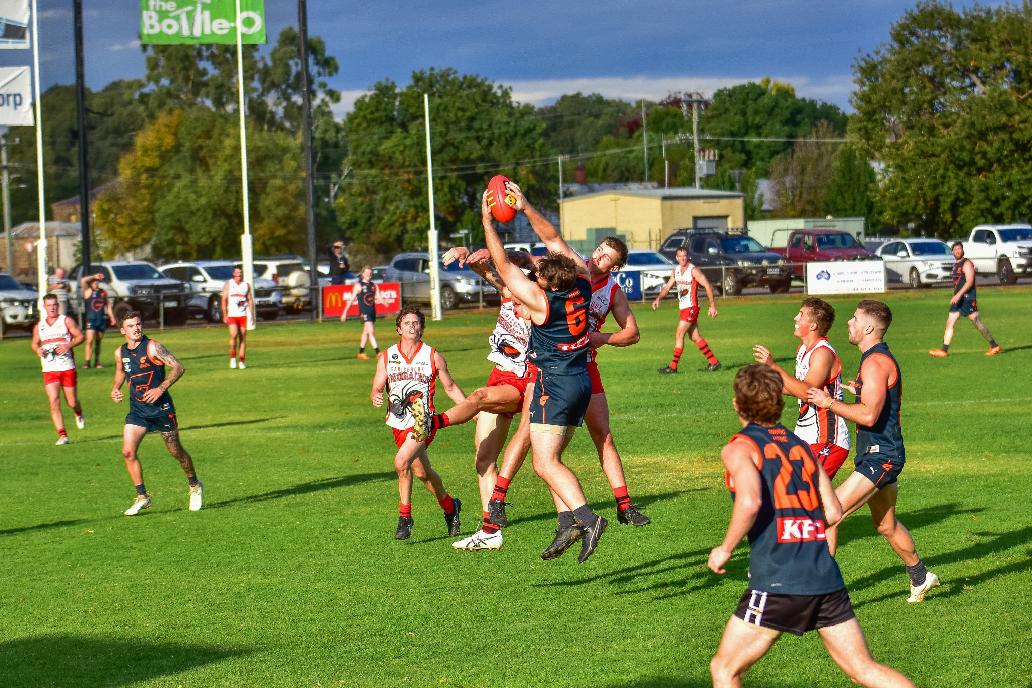 Jacob Rollason takes a strong mark for the Giants.