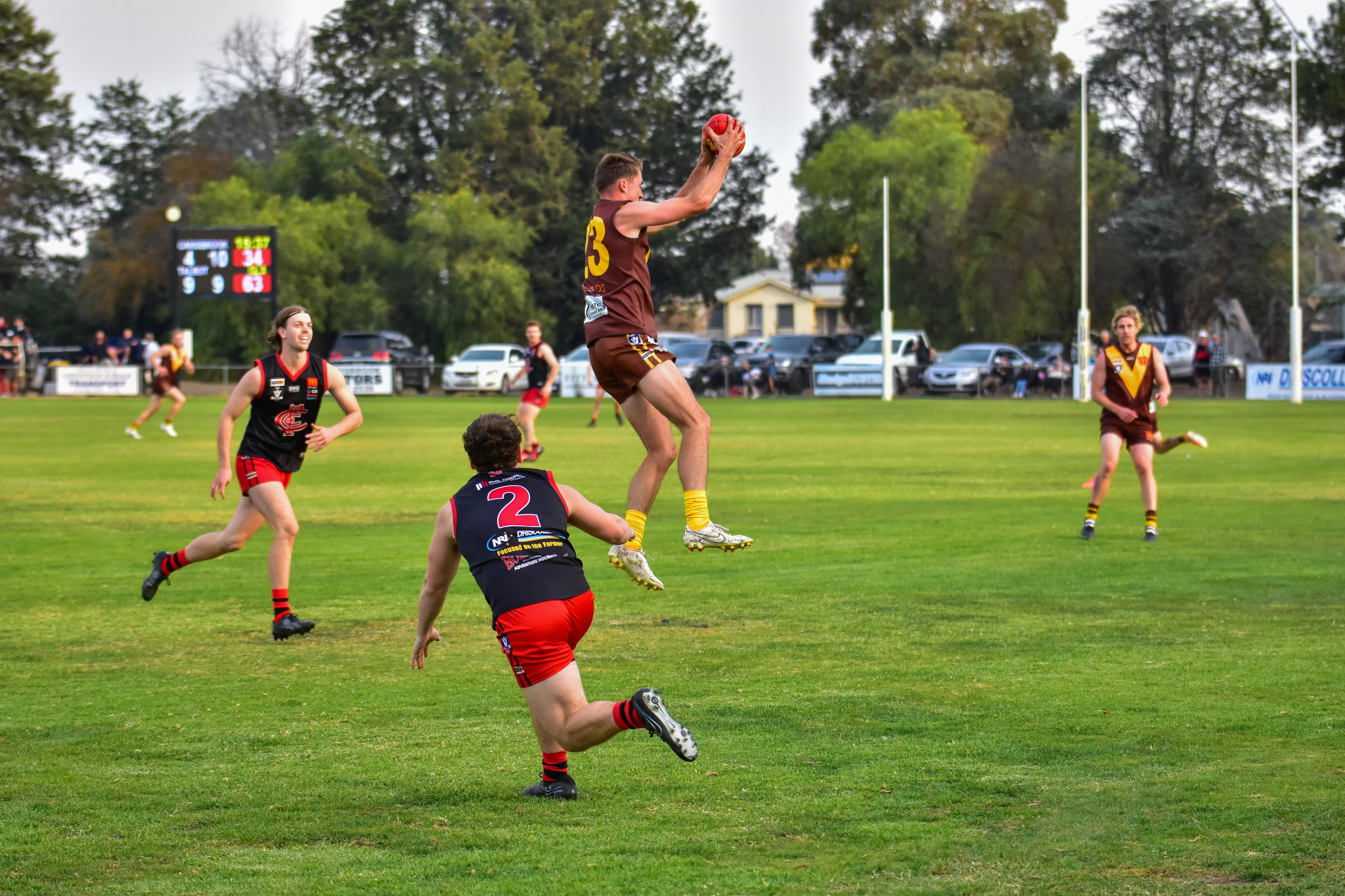 Talbot’s Charles Aitken takes a high flying mark.