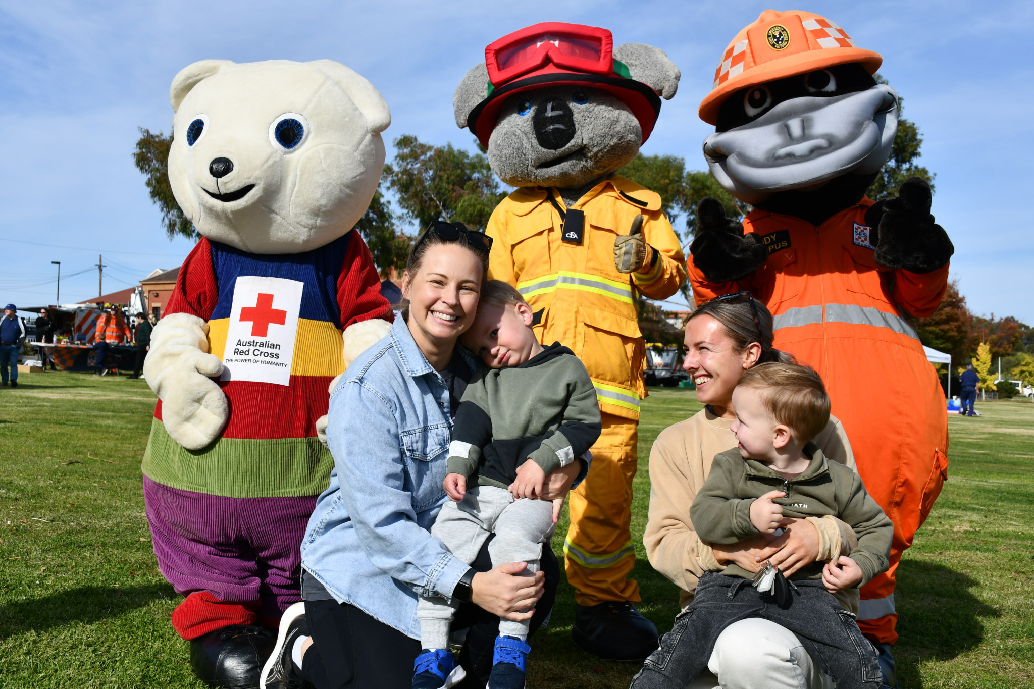 Kyra Bucknall with Max and Emily Doyle with Sonny had some local furry friends looking out for them on the day.