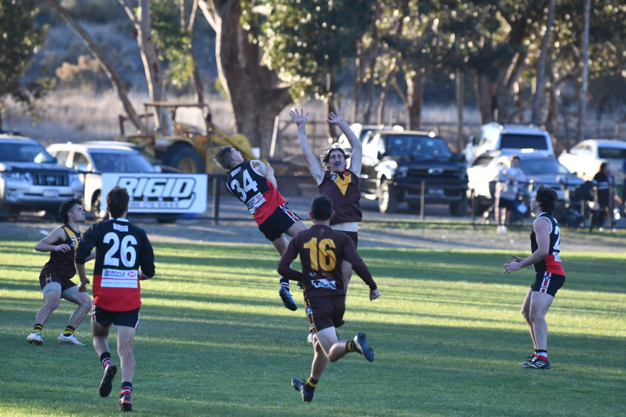 Taylor Ford holds on to a spectacular defensive mark for the Saints.