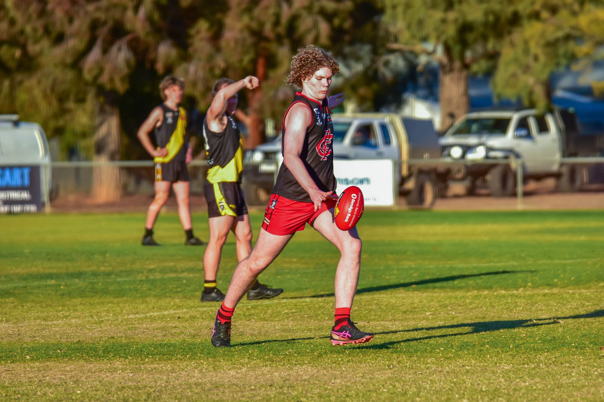 Nash Fraser with a moment to remember on his senior debut, scoring a goal for Carisbrook.