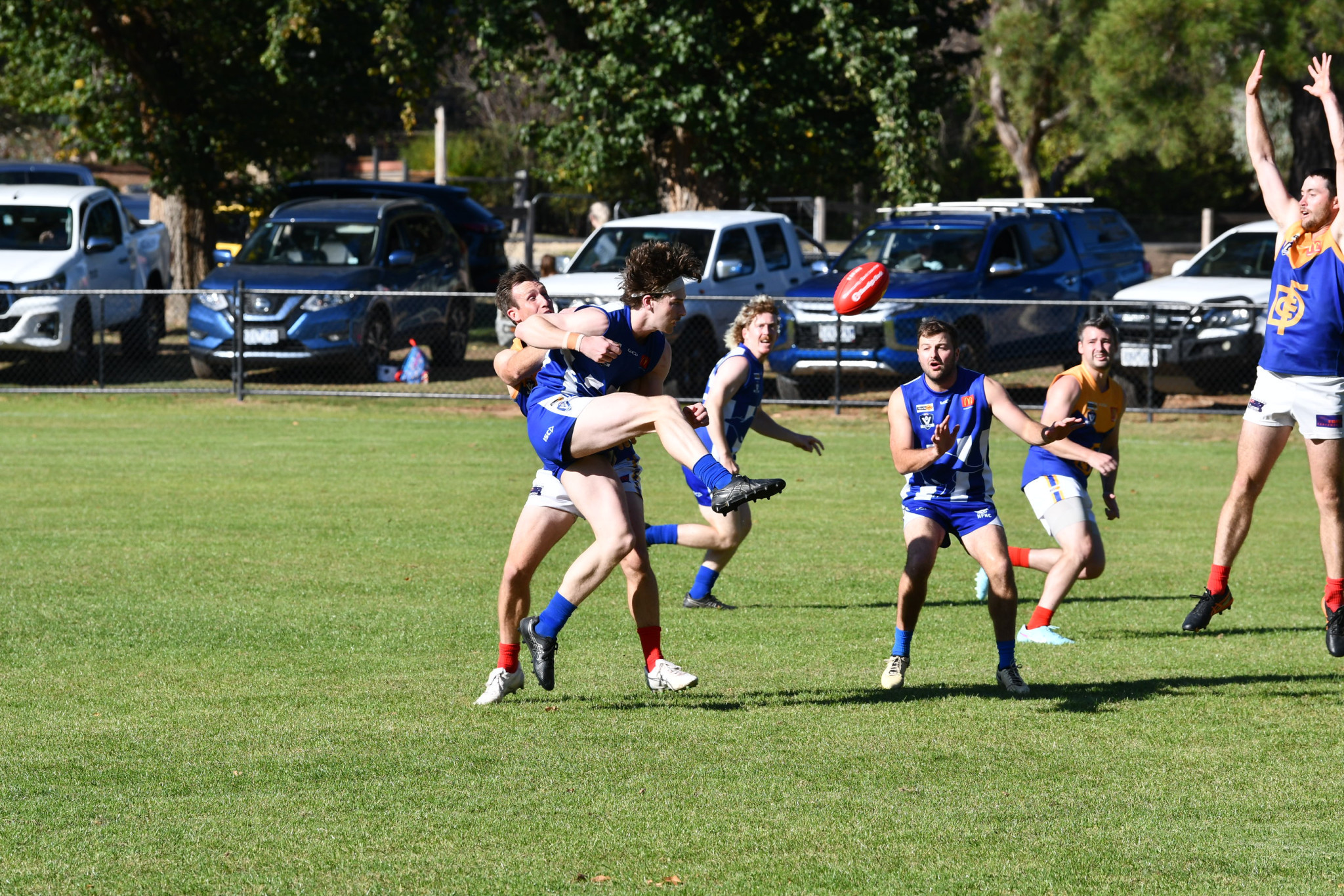 Ben Moran manages to set up Newstead’s first goal with a snap under immense pressure.