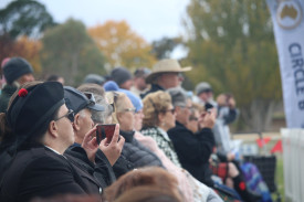 Despite the cold afternoon, large crowds gathered at both circles to watch each band perform.