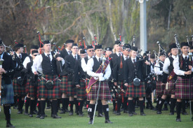 Each competing band assembled at the end of the day to form the mass band.