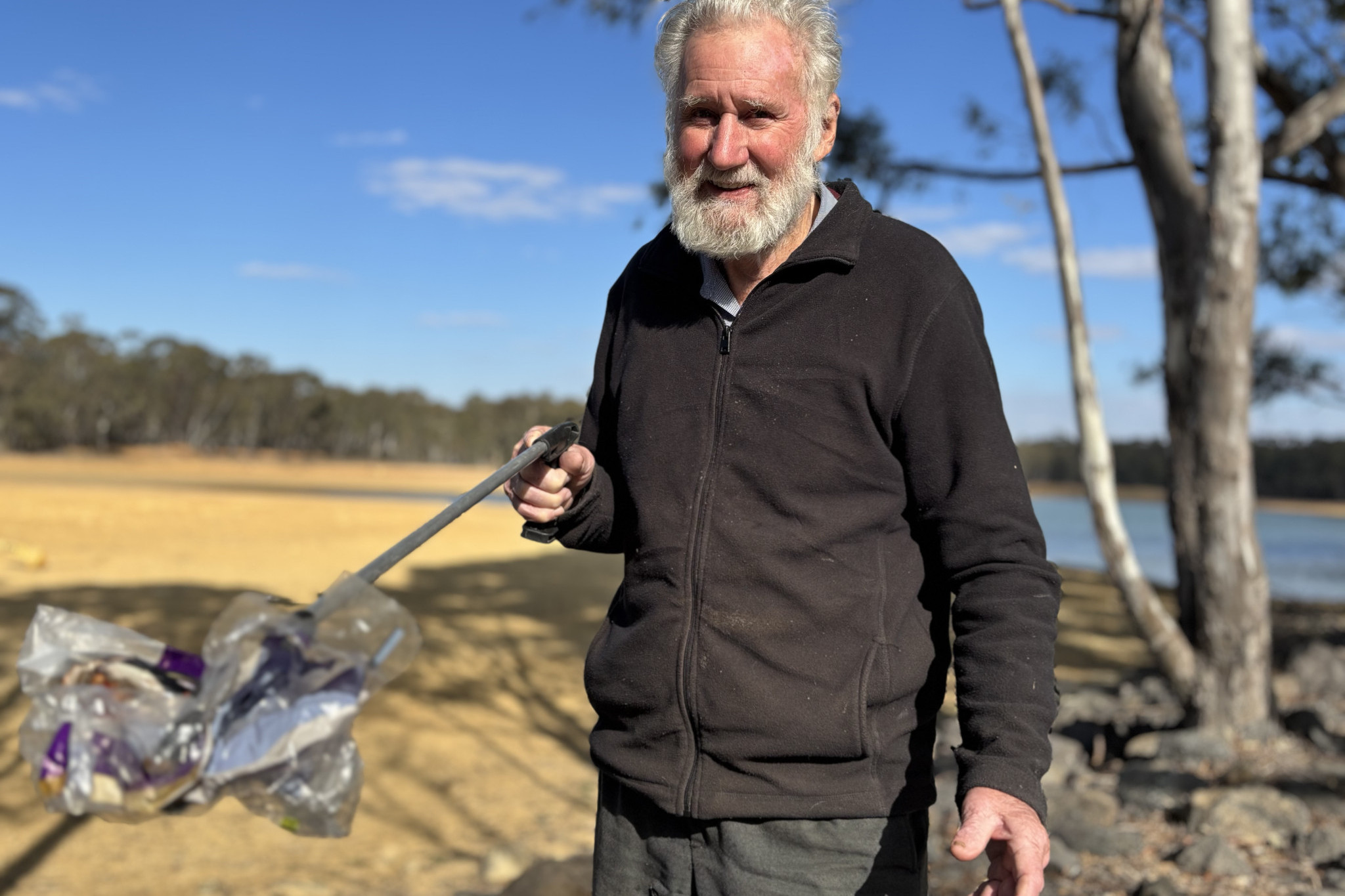 Maryborough’s David Bucknall cleans the walking track around the Goldfields Reservoir daily.
