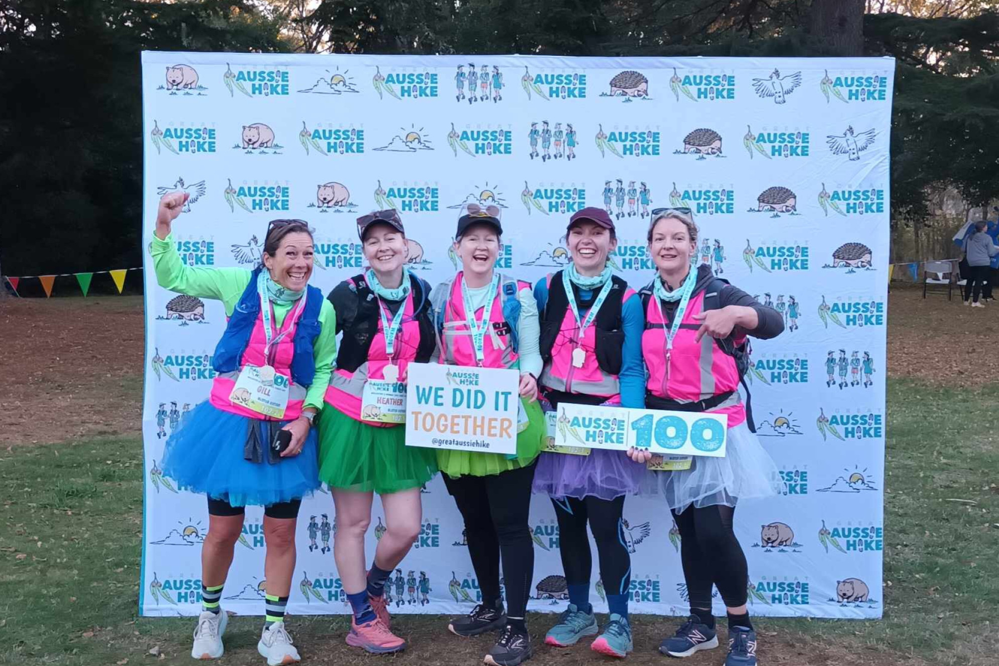 Gillian Cain, Heather Leach, Julie Piening, Nicole Liddicoat and Jaclyn Beer completing the Great Aussie Hike.