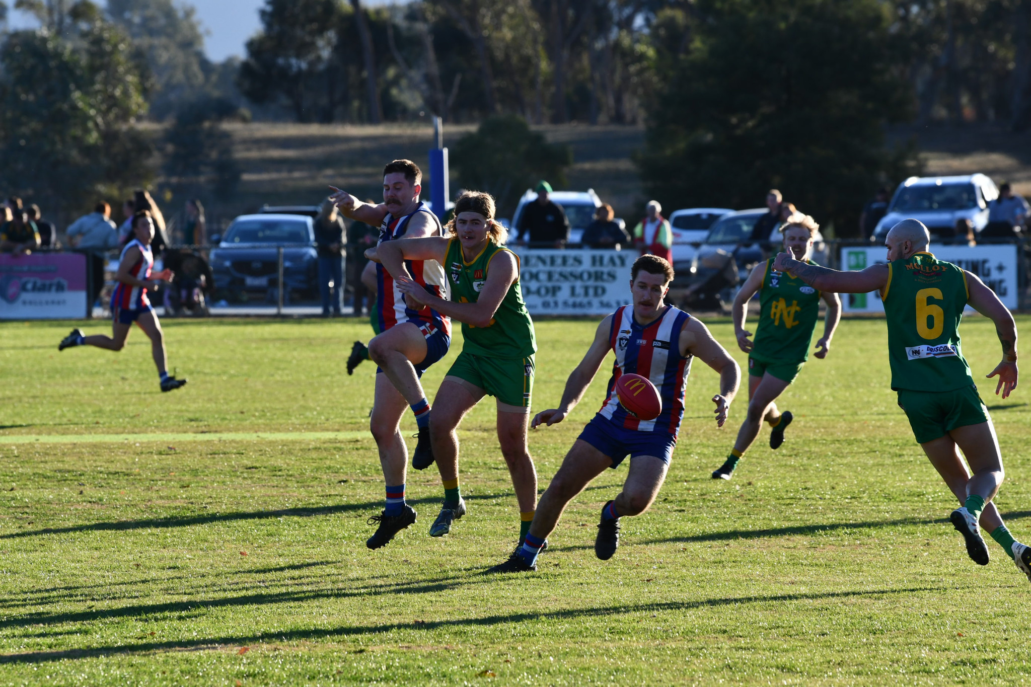 Darcy Carey has eyes on the football in Avoca’s loss against Navarre.
