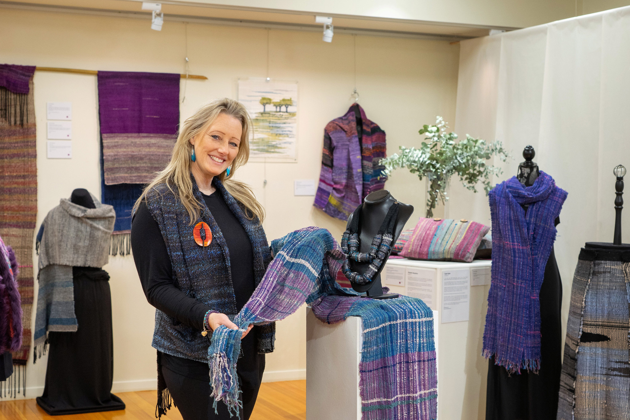 From wall hangings, to home decor, and clothing, Prue Simmons’ student’s upcoming group exhibition is reflective of their tactile mindfulness.