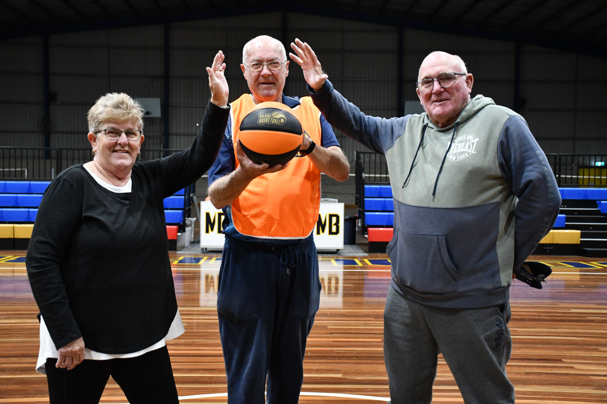 Irene Allan, Albert Bandy and Brian Walkley are ready to tip-off the new Walking Basketball program next Tuesday.