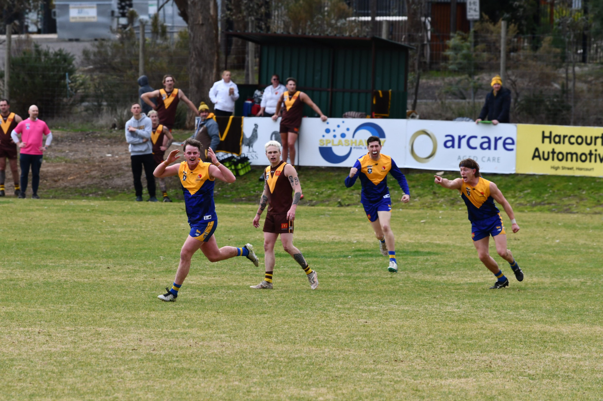 Thomas Walters seemed to impress himself after kicking a goal, bringing much delight to his teammates