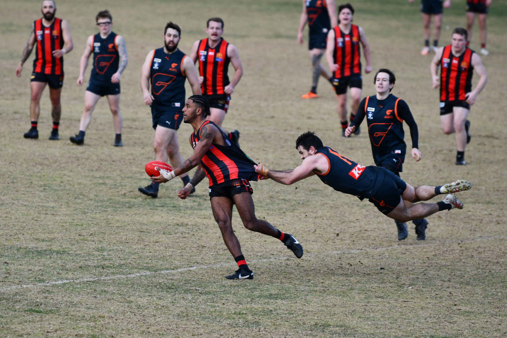 Despite the best efforts of Scott Miller’s Maryborough Giants, Natnael McLaren’s Maldon slipped from the Giants’ grasp in the last term with eight fourth-quarter goals.