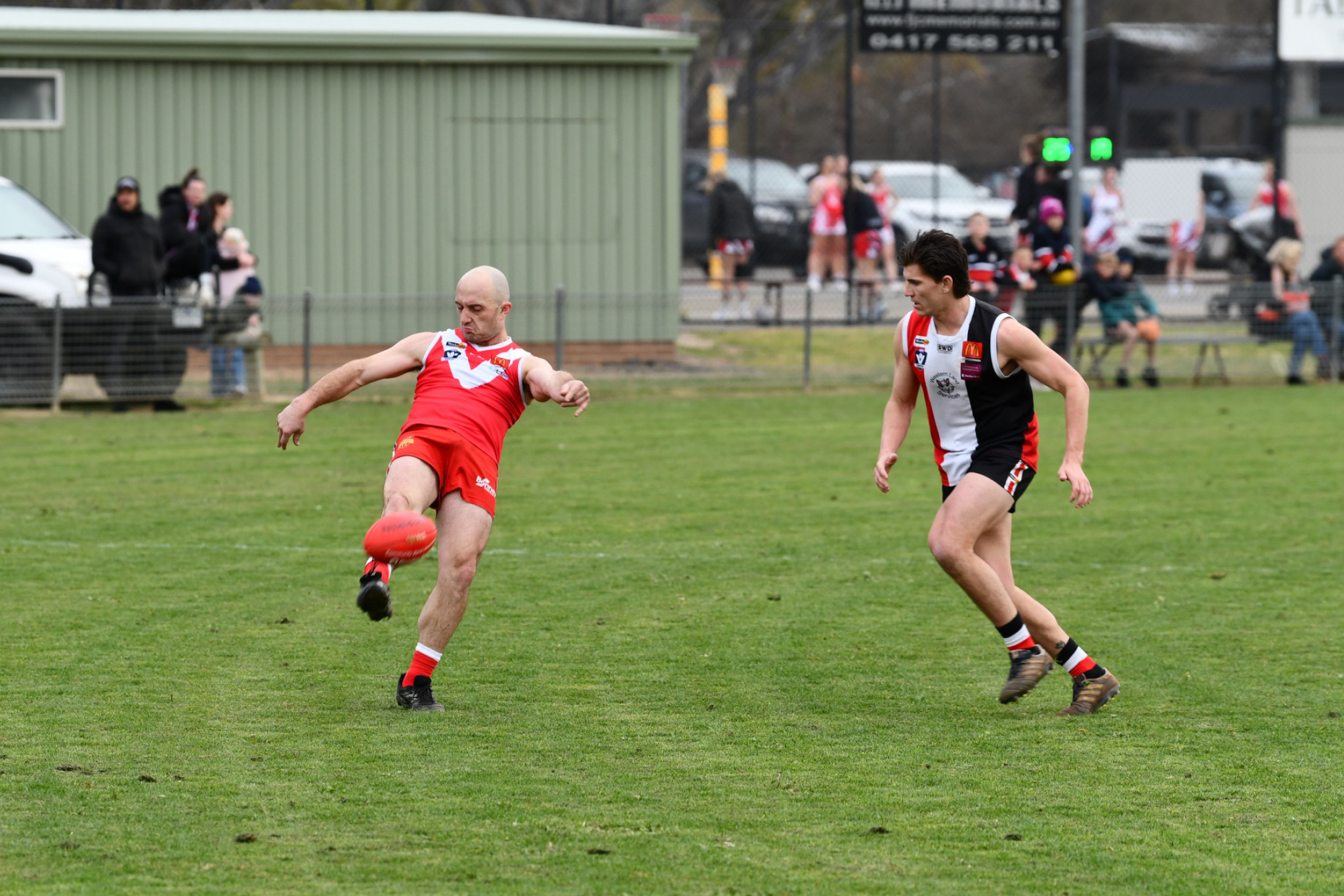 Joshua Grant sends the ball into orbit for Natte Bealiba.