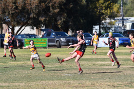 Rory Sanders had an eye for goal for Carisbrook under 14.5s, booting five goals.