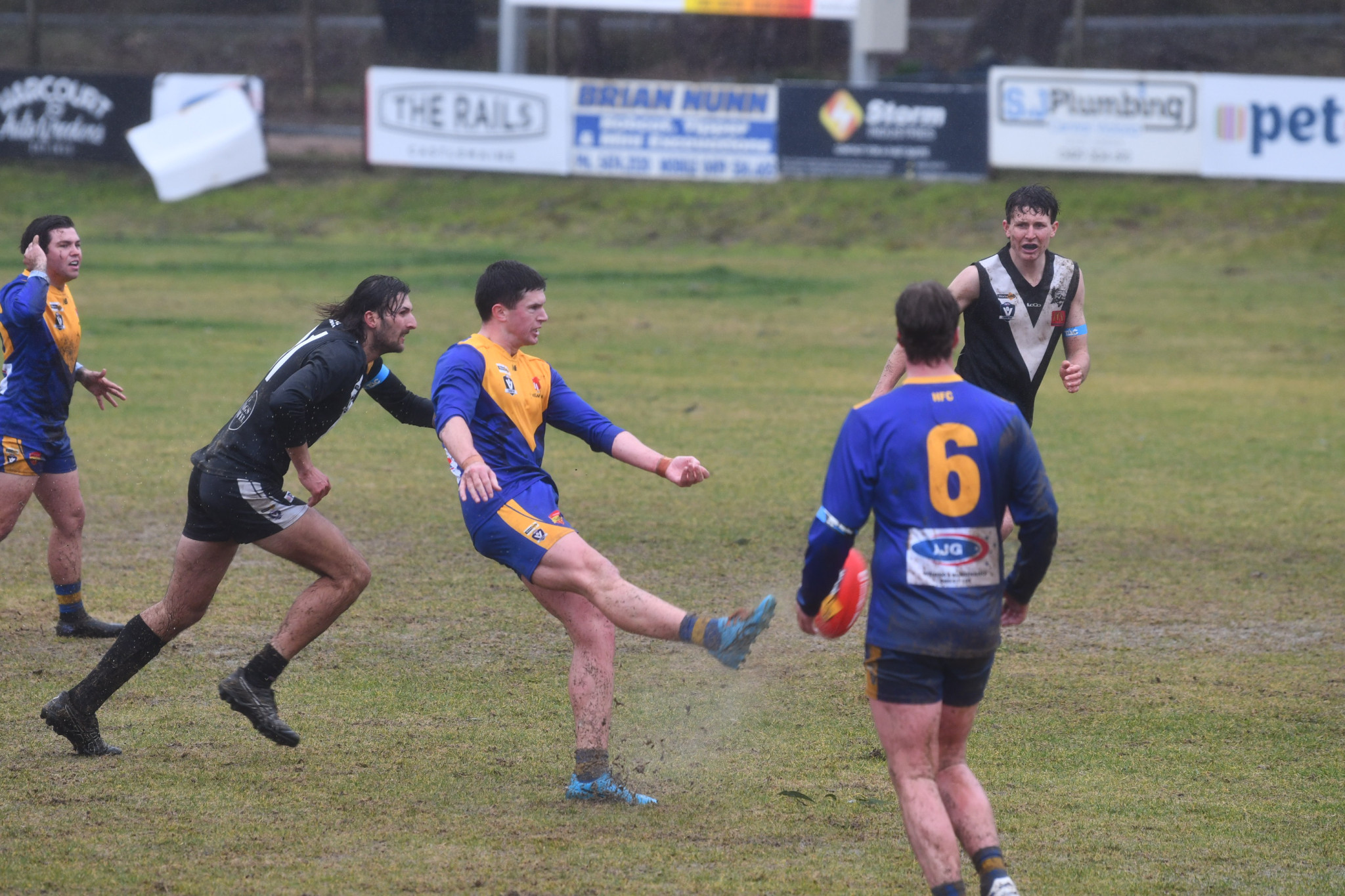 Braydon Vaz was the danger man early for Harcourt, booting two early goals.