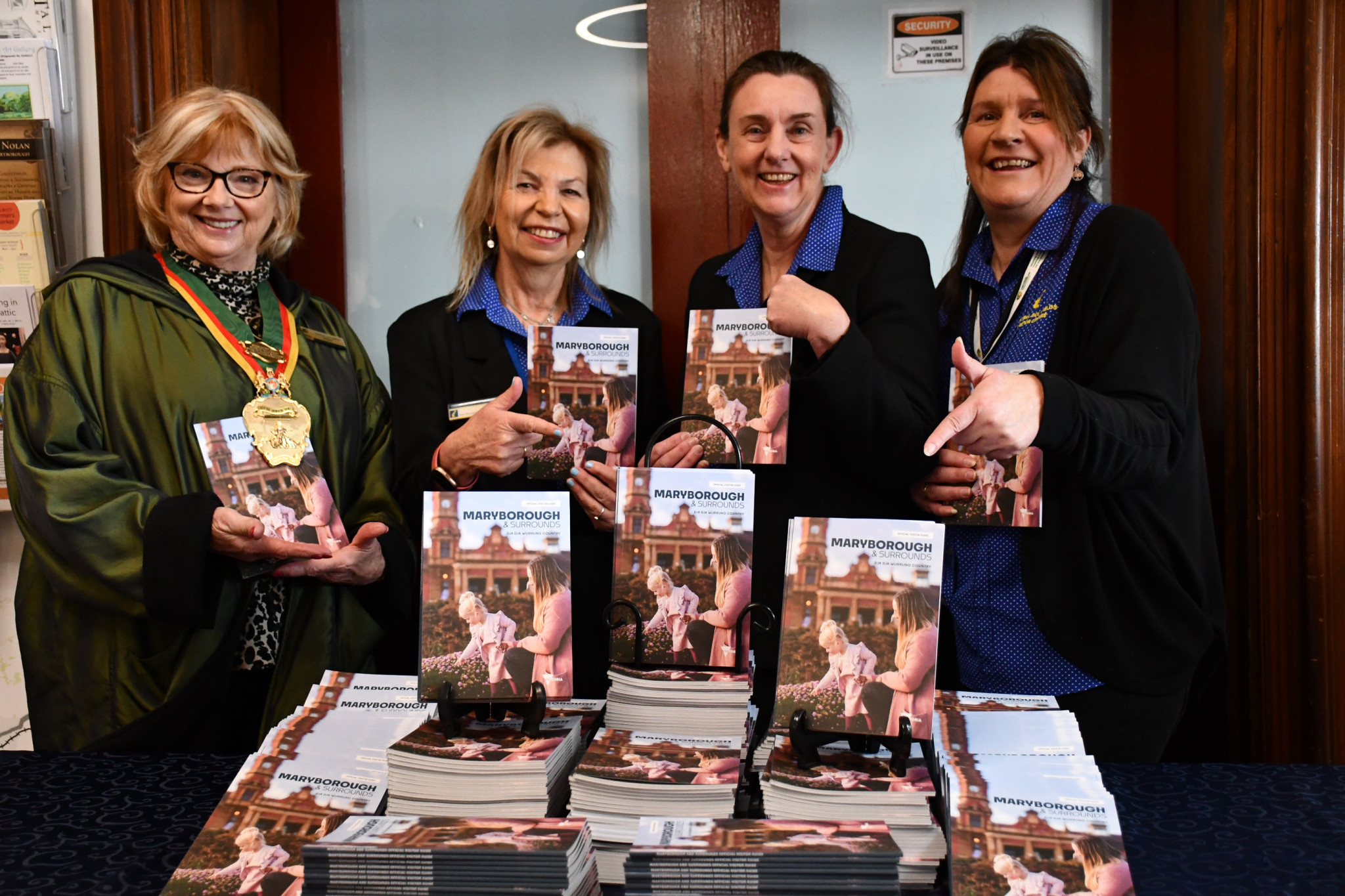 While Central Goldfields Shire mayor Grace La Vella introduced the Official Visitor Guide, its visitor services staff such as Andrea Maffescioni, Lee Duffin and Sally Barby are the friendly faces and helping hands for thousands of tourists.