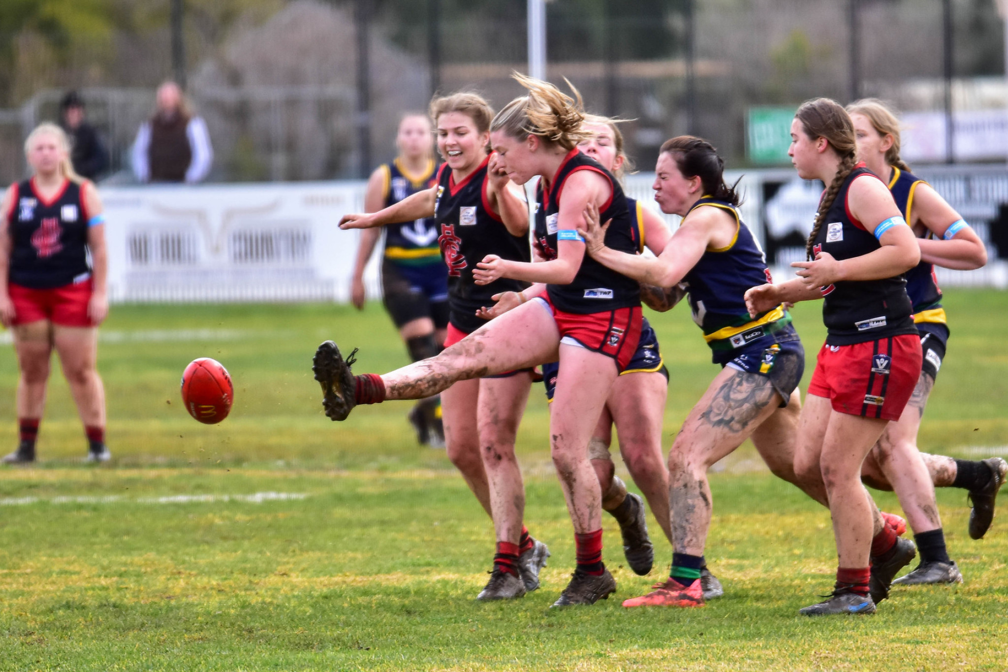 Eden Weaver gets the ball out of the pack for the Lady Redbacks.