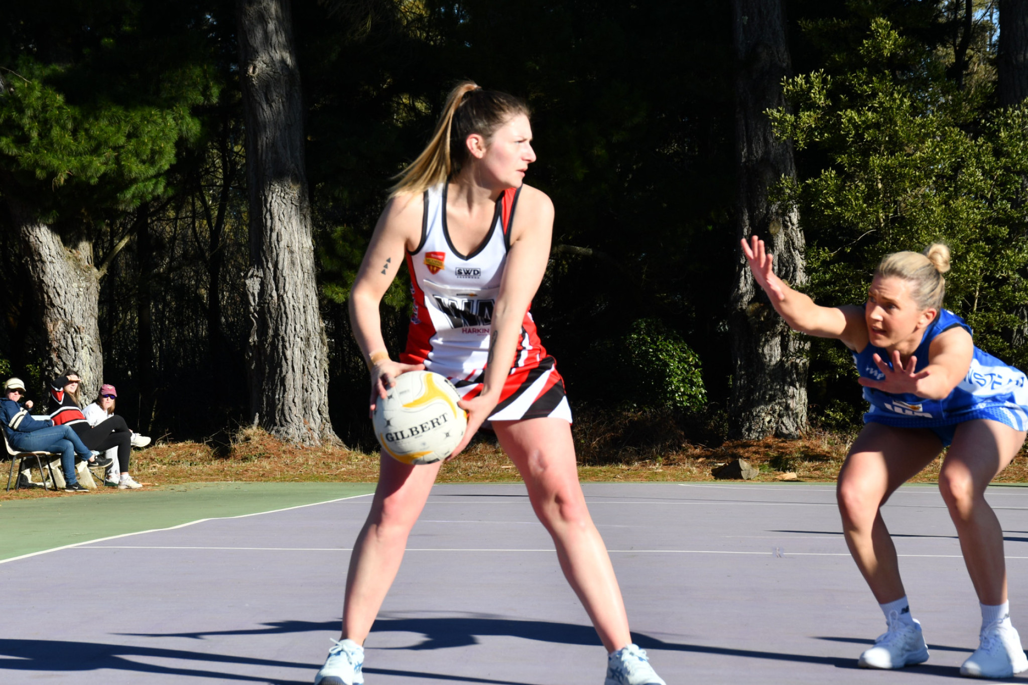 Brooke Healy surveys the goal circle for Trentham.